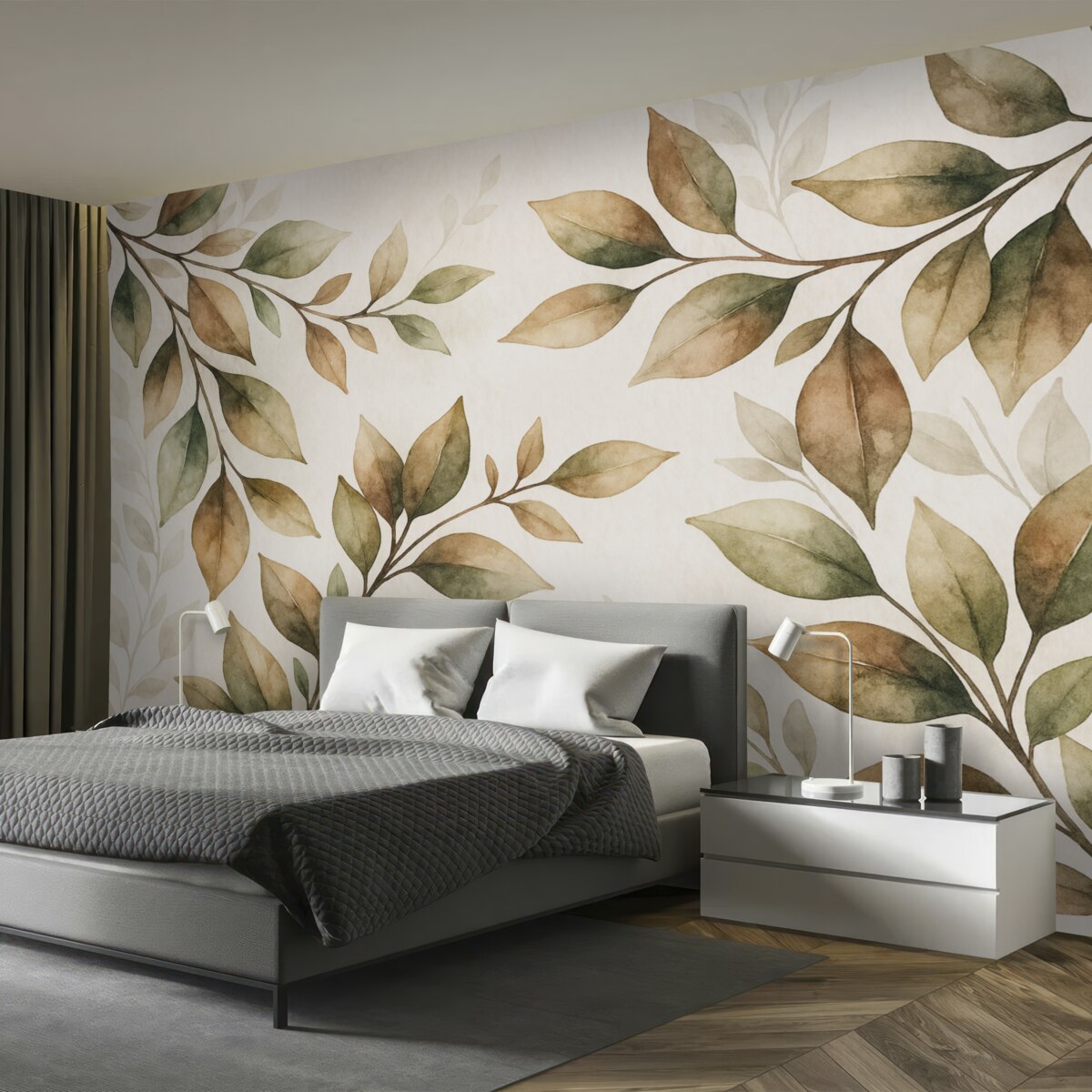 Fototapeta wielkie gałęzie z brązowymi liśćmi