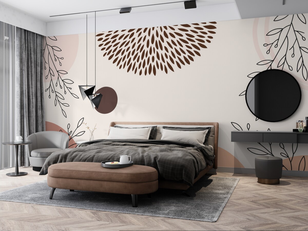 Fototapeta Abstrakcyjna kompozycja kształtów i gałązek.