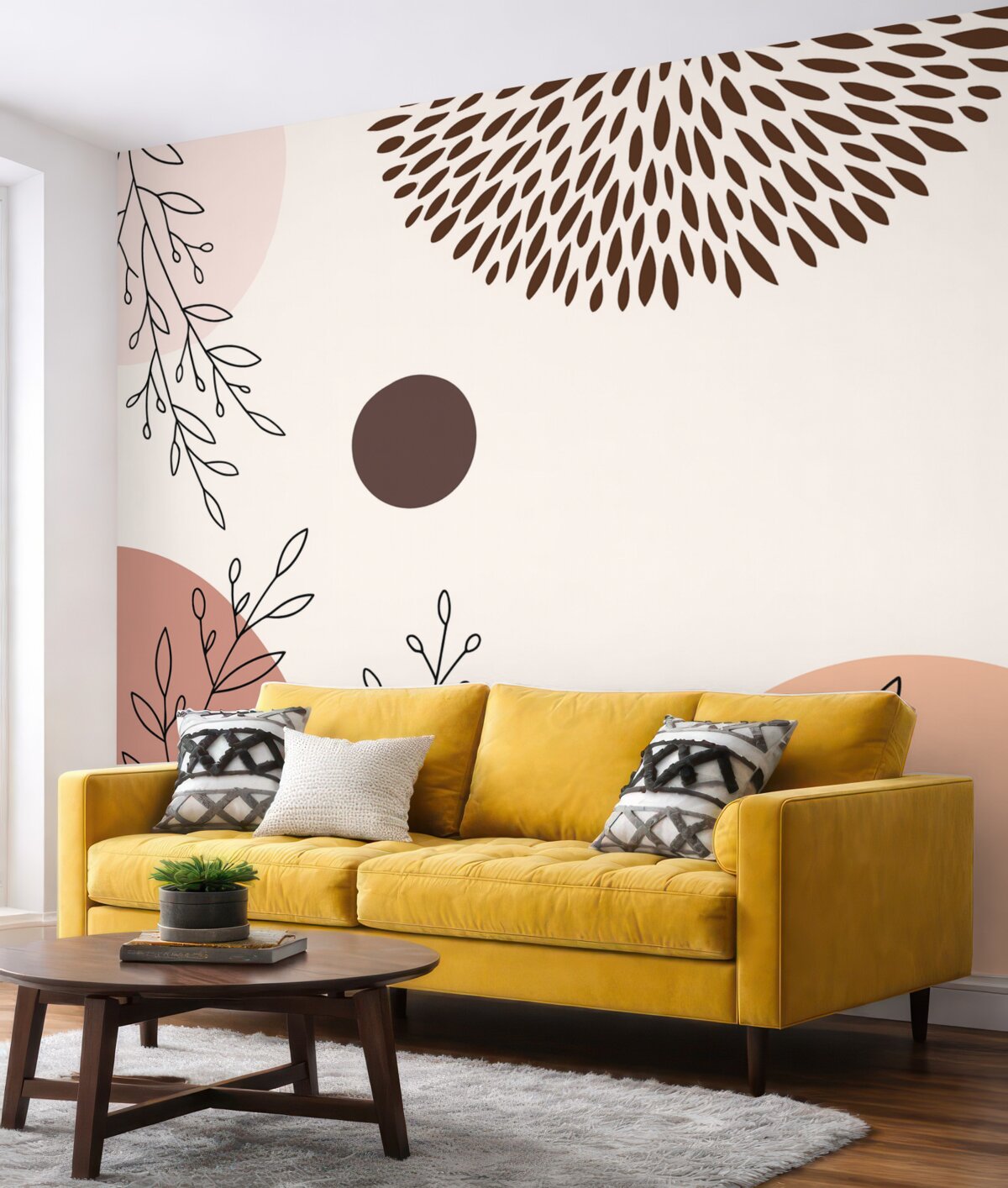 Fototapeta Abstrakcyjna kompozycja kształtów i gałązek.