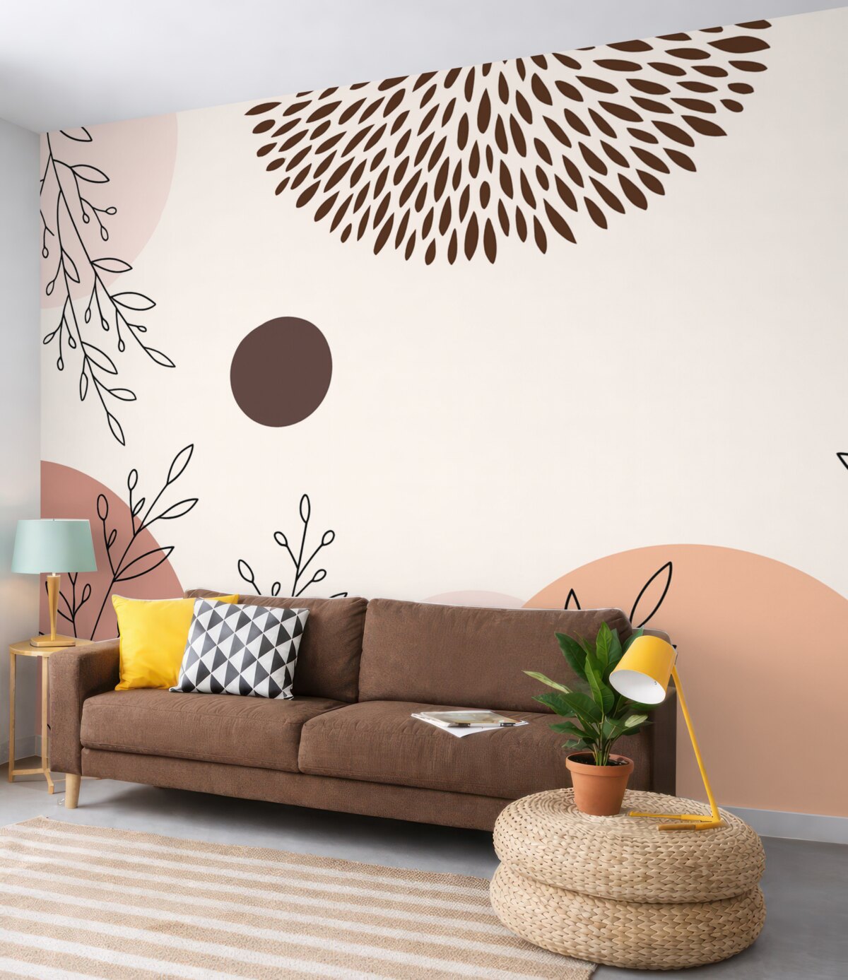 Fototapeta Abstrakcyjna kompozycja kształtów i gałązek.