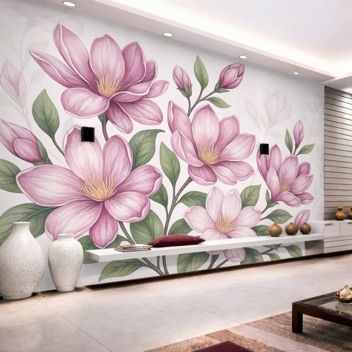 Fototapeta Wielkie różowe kwiaty.