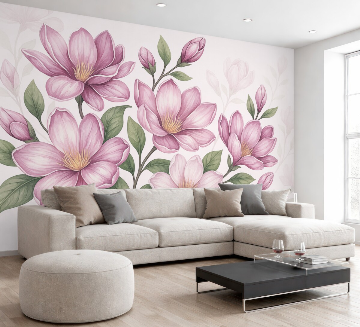 Fototapeta Wielkie różowe kwiaty.