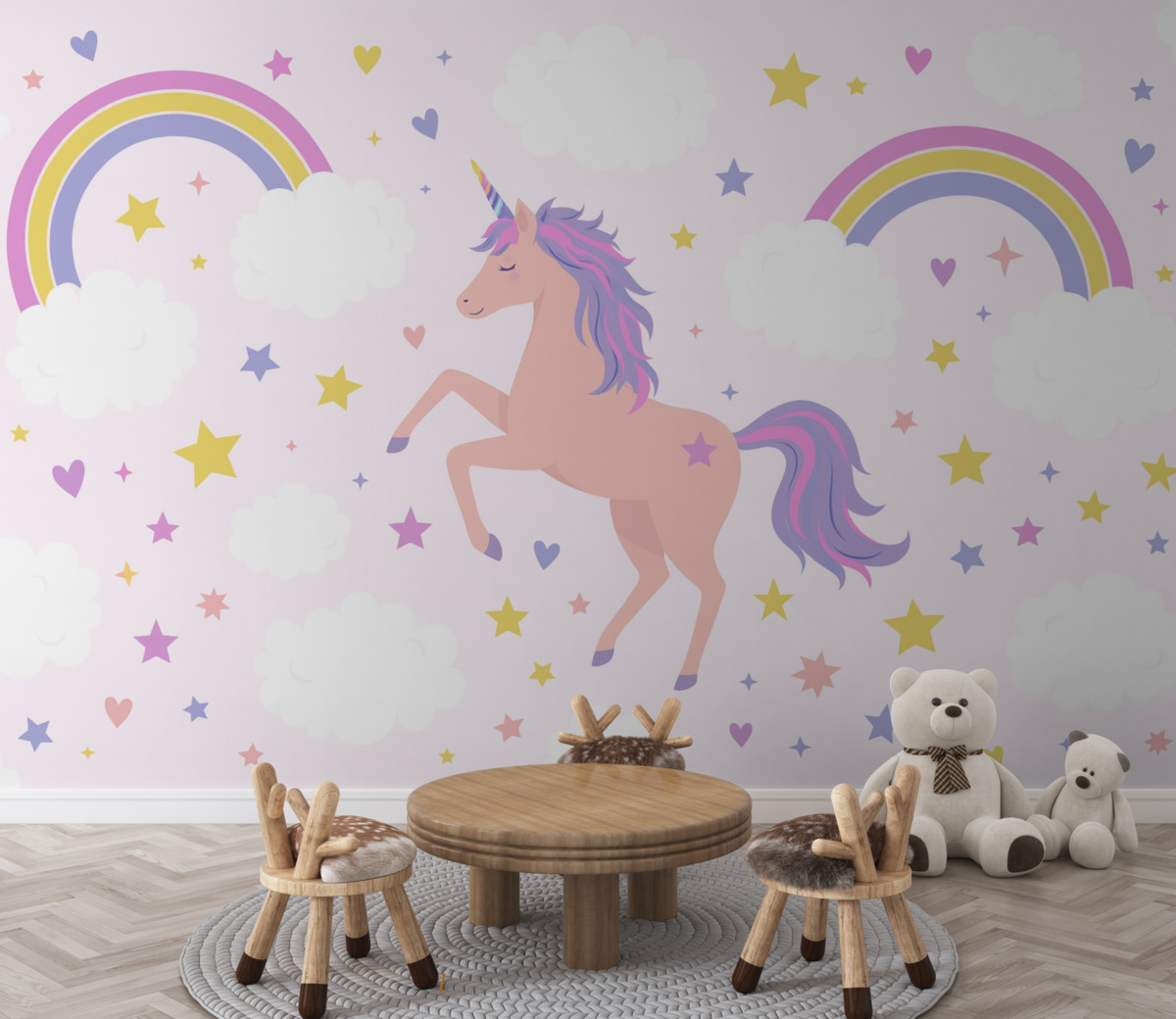 Fototapeta Jednorożec oraz tęcze.