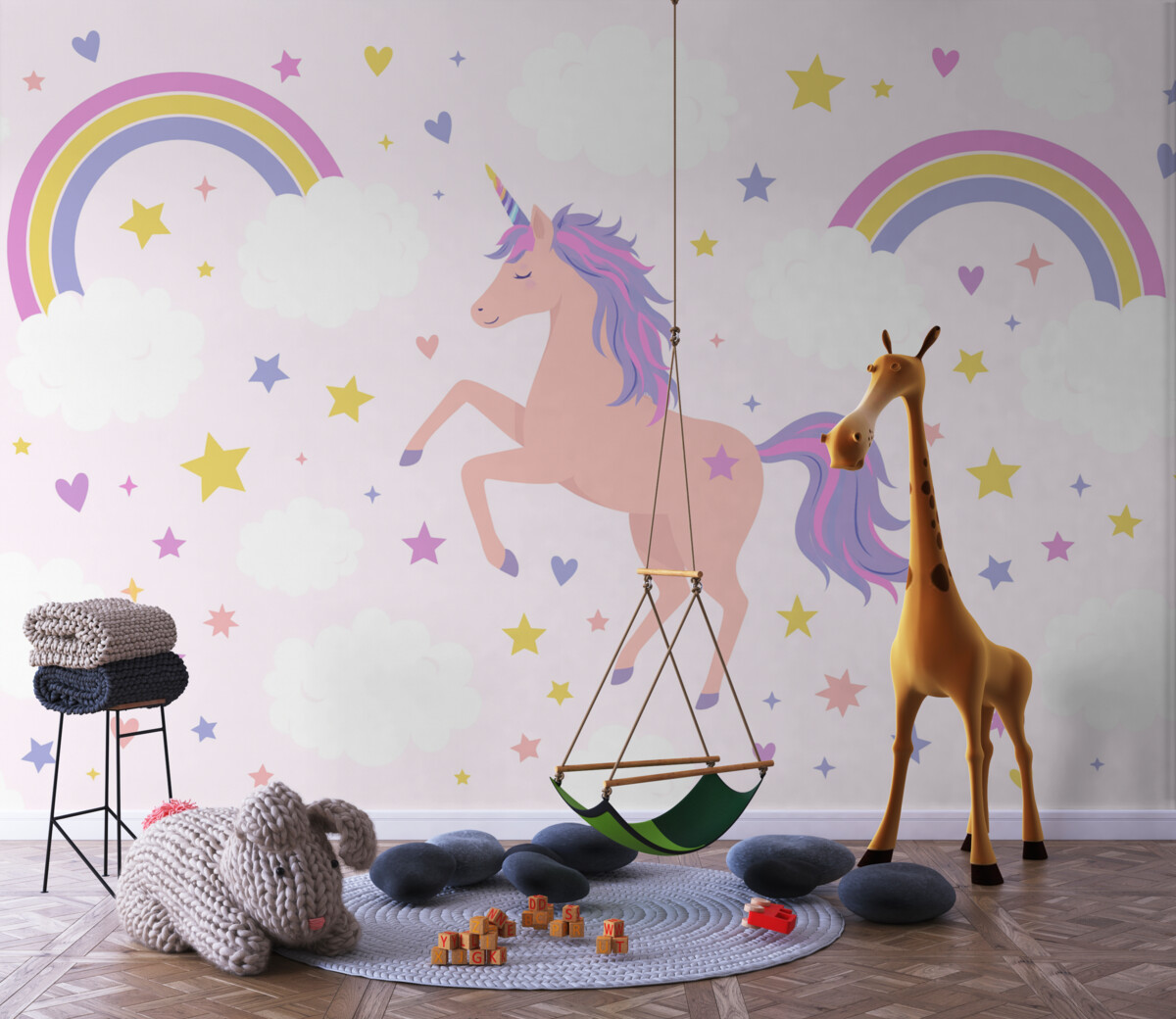 Fototapeta Jednorożec oraz tęcze.