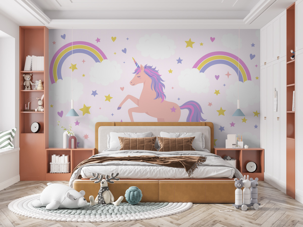 Fototapeta Jednorożec oraz tęcze.