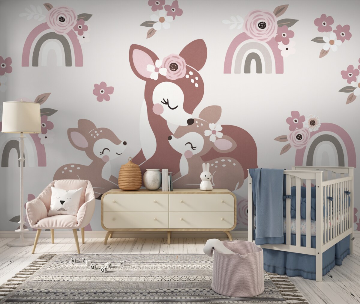 Fototapeta Jeleń, matka oraz potomstwo.