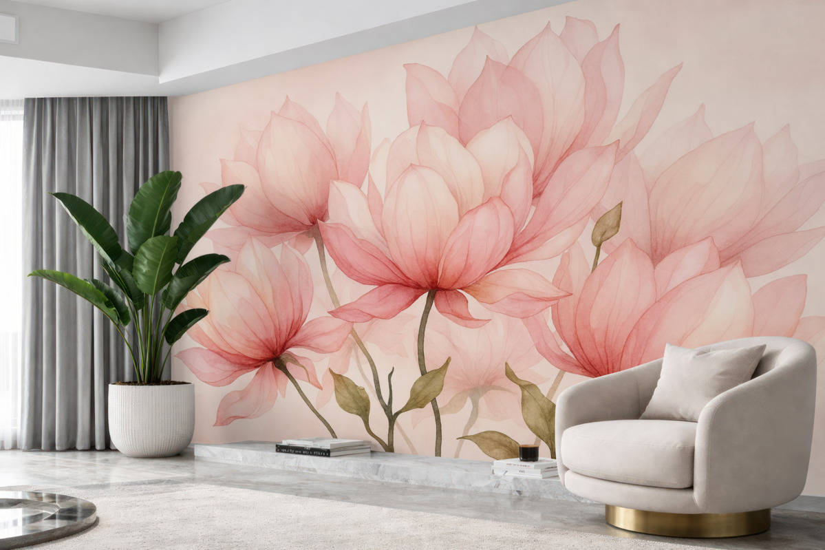 Fototapeta wielkie różowe kwiaty