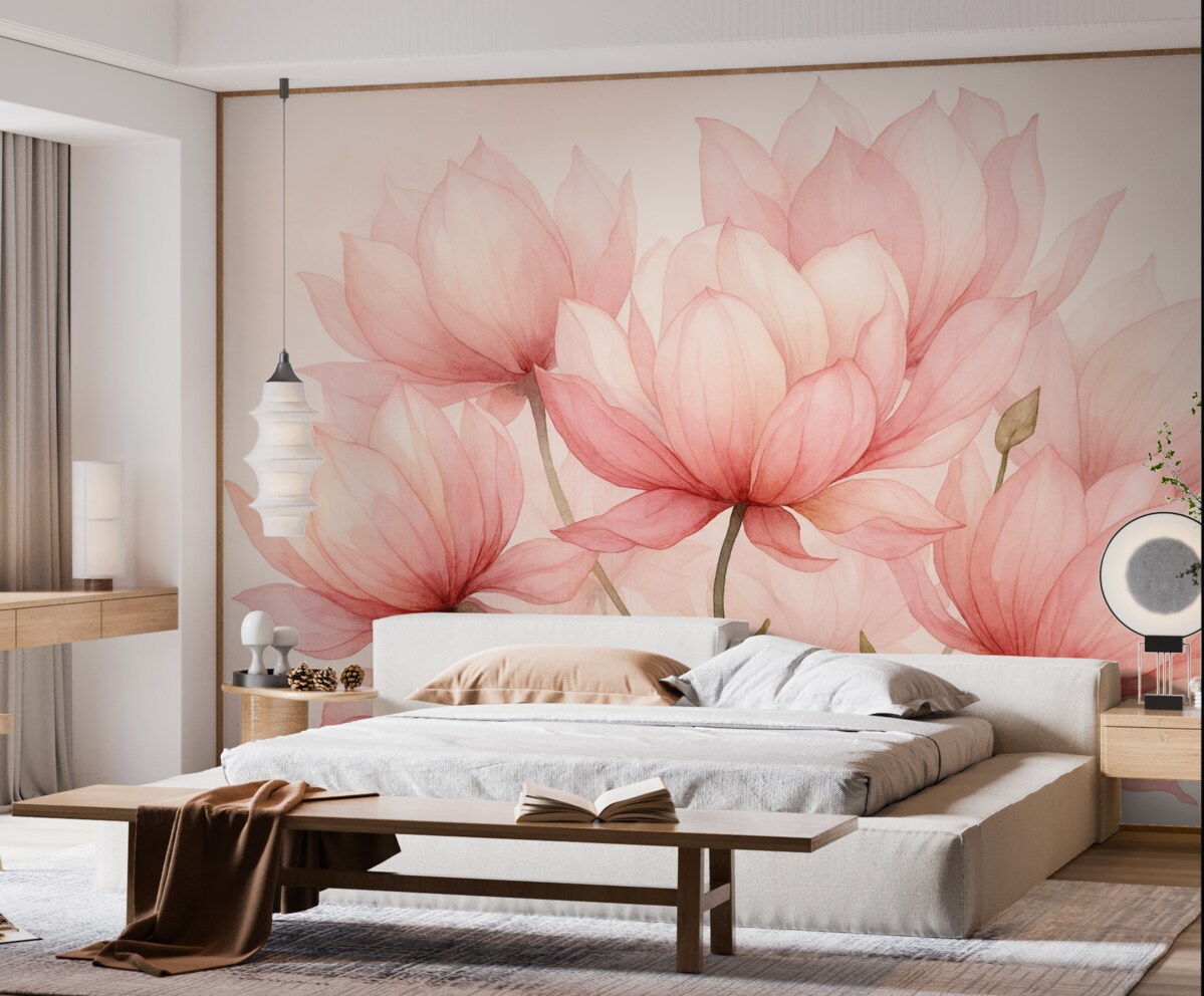 Fototapeta wielkie różowe kwiaty