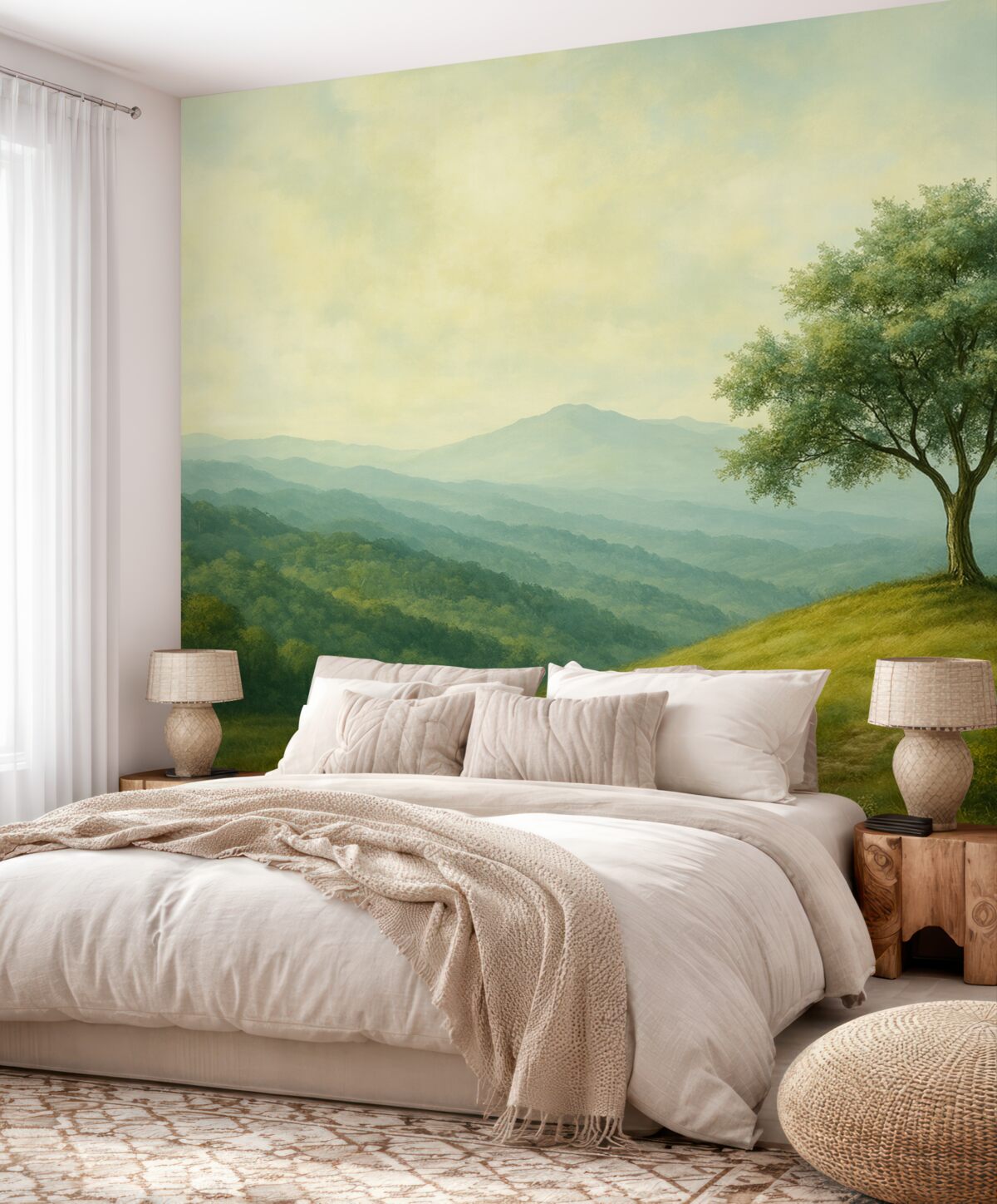 Fototapeta widok z drzewem na pagórku