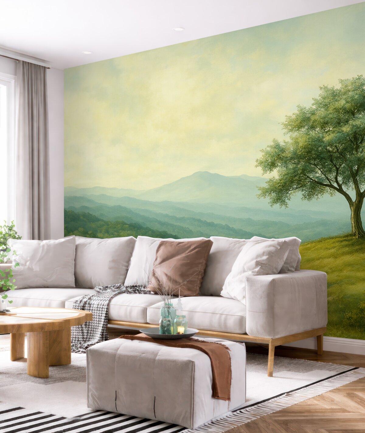 Fototapeta widok z drzewem na pagórku