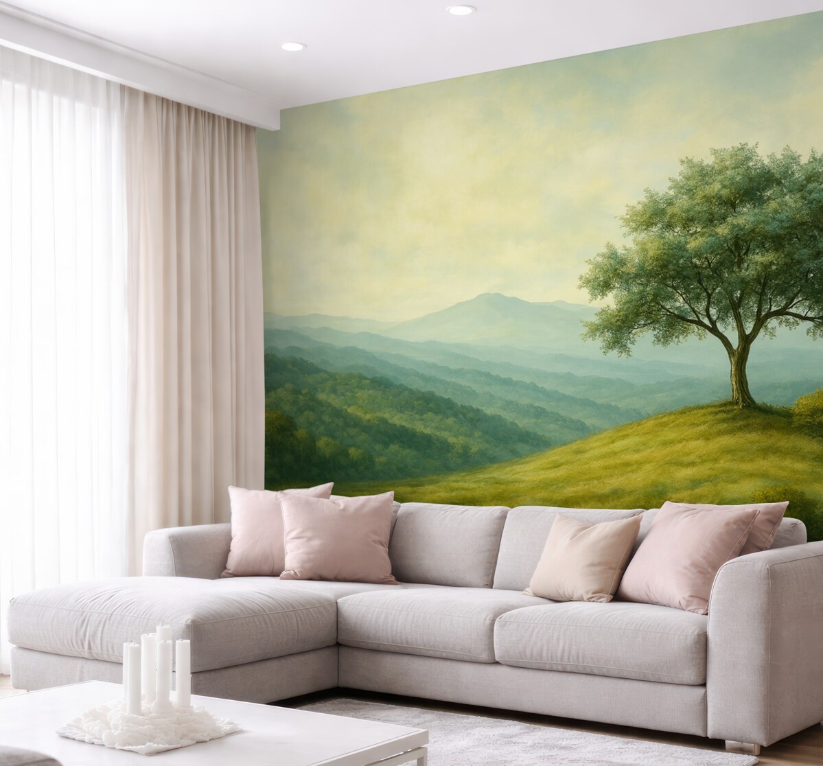 Fototapeta widok z drzewem na pagórku