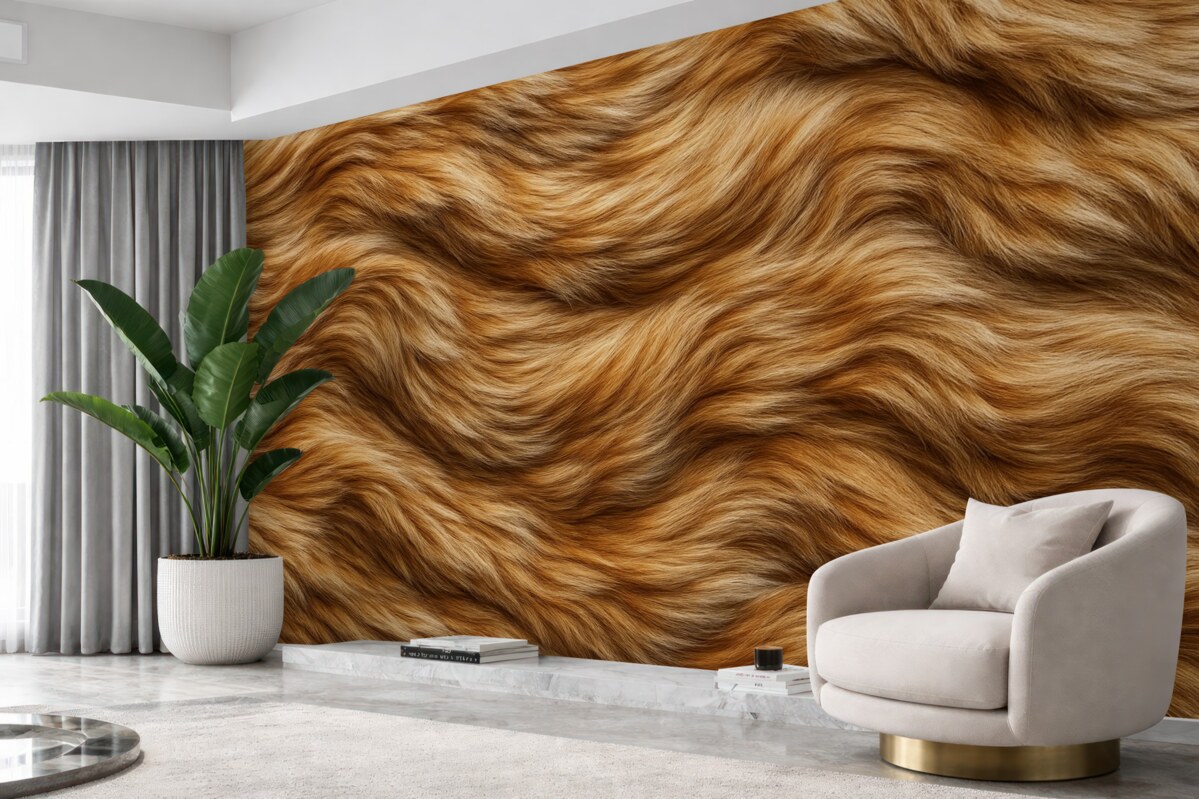 Fototapeta przytulna okleina naścienna naśladująca futro w tonacjach beżu i brązu
