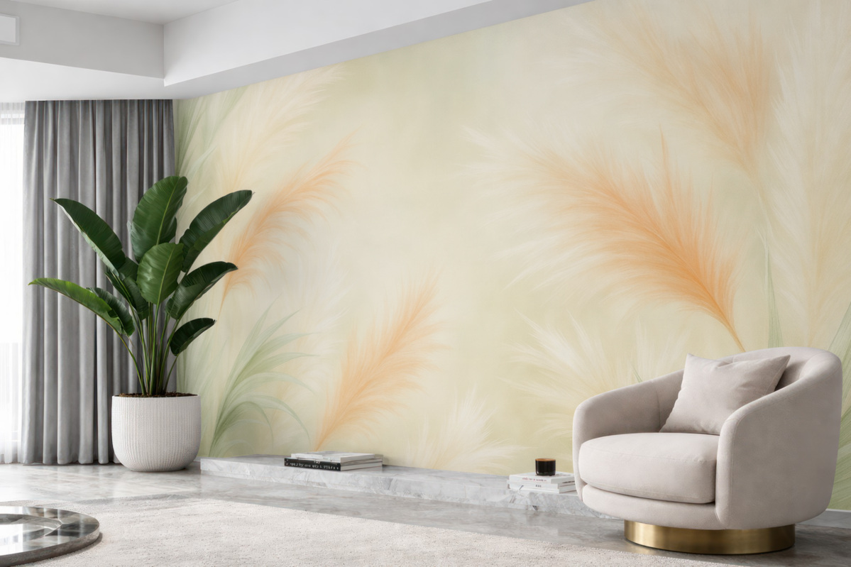 Fototapeta Subtelna trawa pampasowa w pastelowych odcieniach.