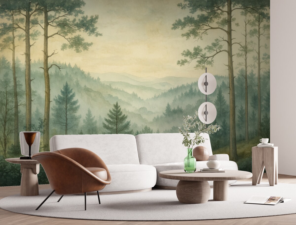 Fototapeta widok lasu z wzniesieniami