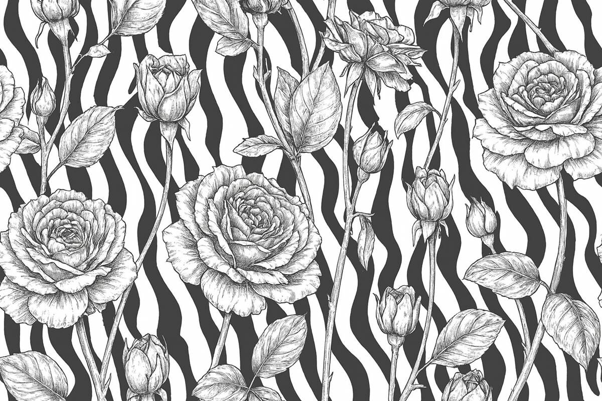 Fototapeta Róże na tle zebry.