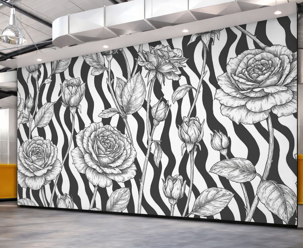 Fototapeta Róże na tle zebry.