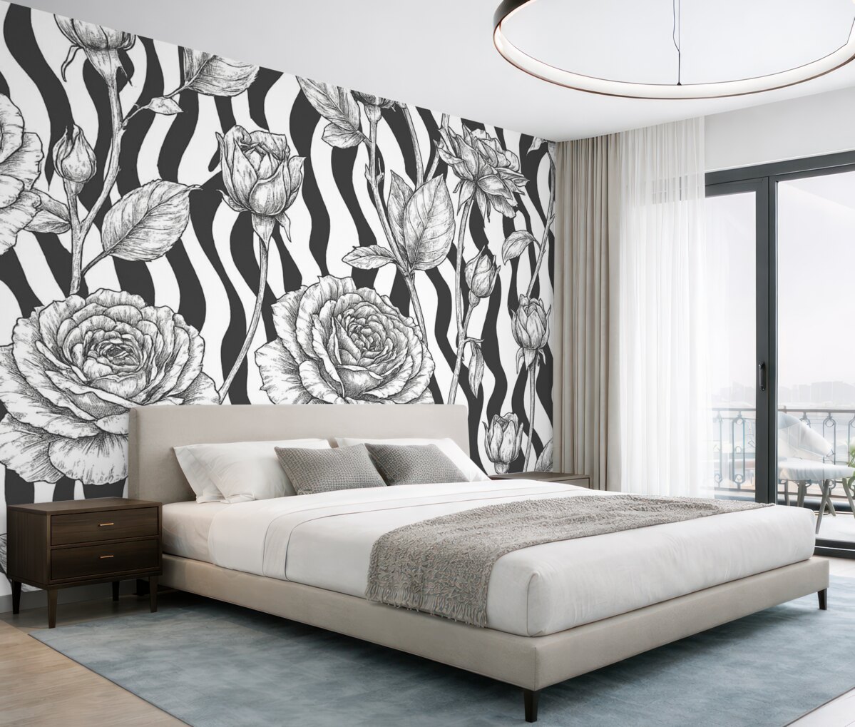 Fototapeta Róże na tle zebry.