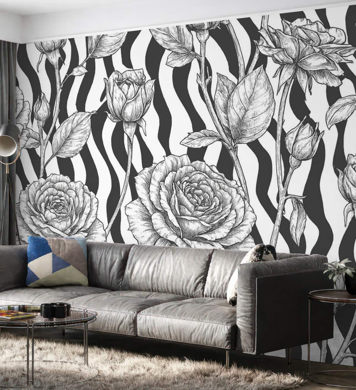 Fototapeta Róże na tle zebry.