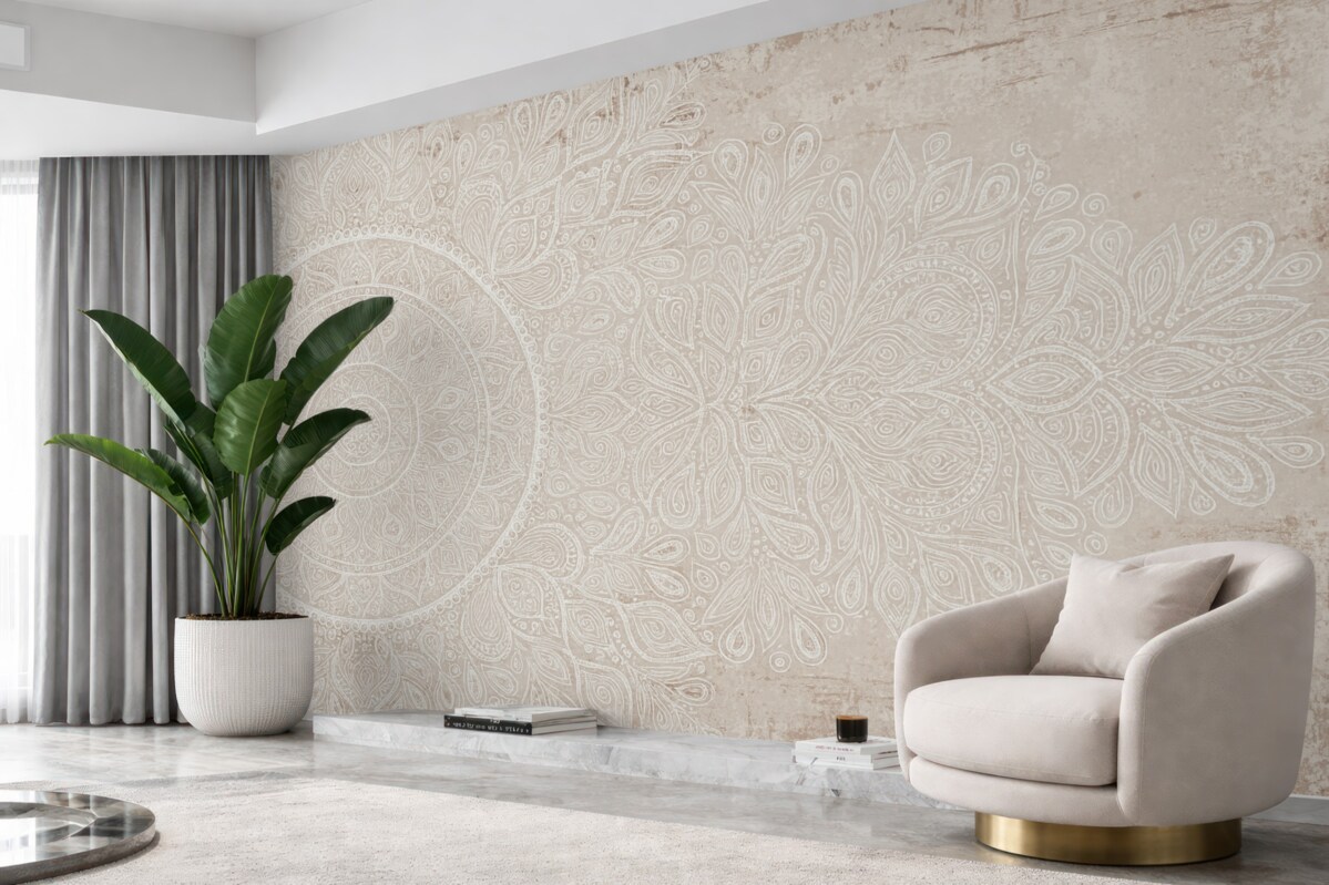 Fototapeta Etniczna mandala w subtelnych tonach.