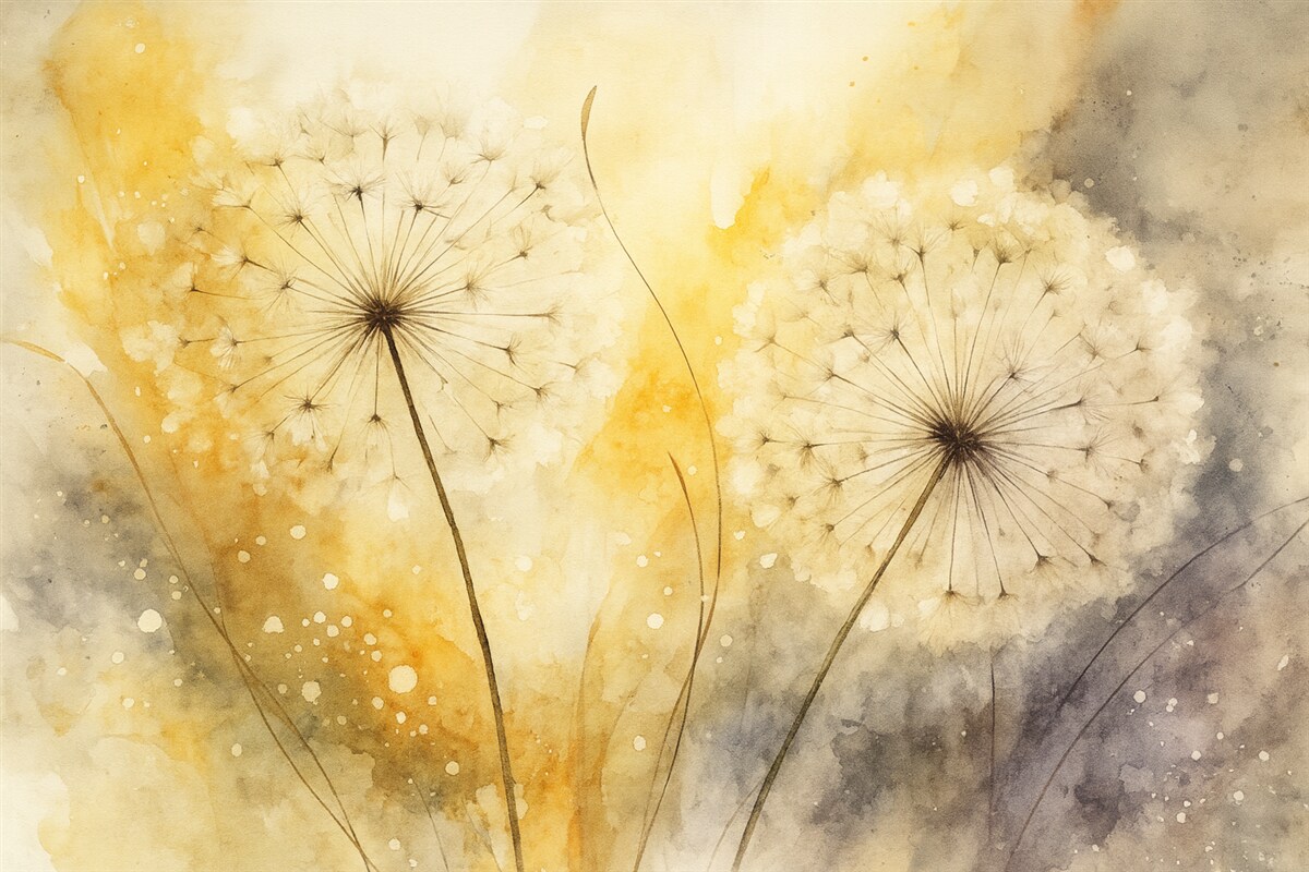 Fototapeta Niemrawe mlecze w delikatnych odcieniach.