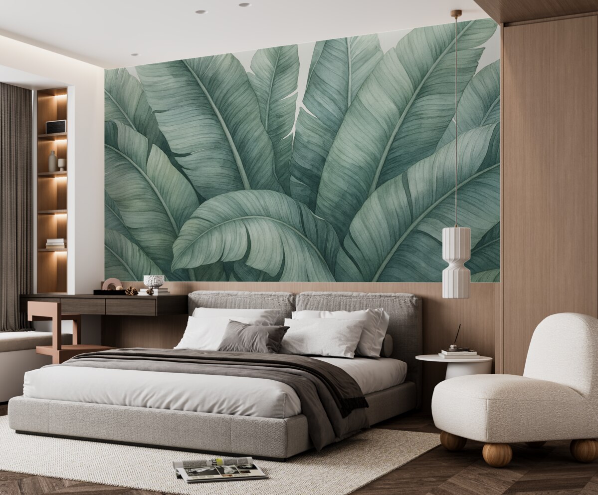 Fototapeta Akwarela naśladująca tropikalne liście.