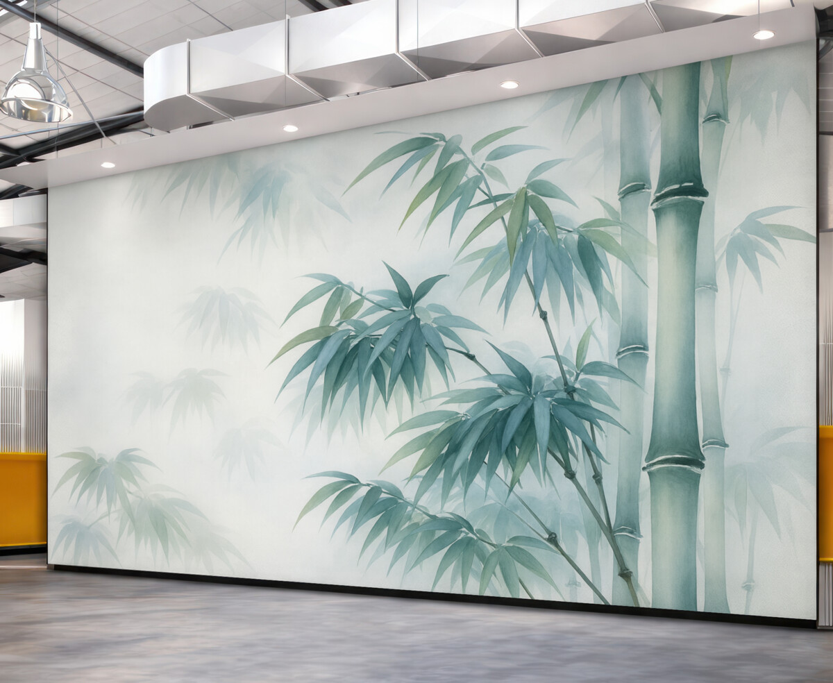 Fototapeta Gałązki bambusa przypominające rozmytą akwarelę.