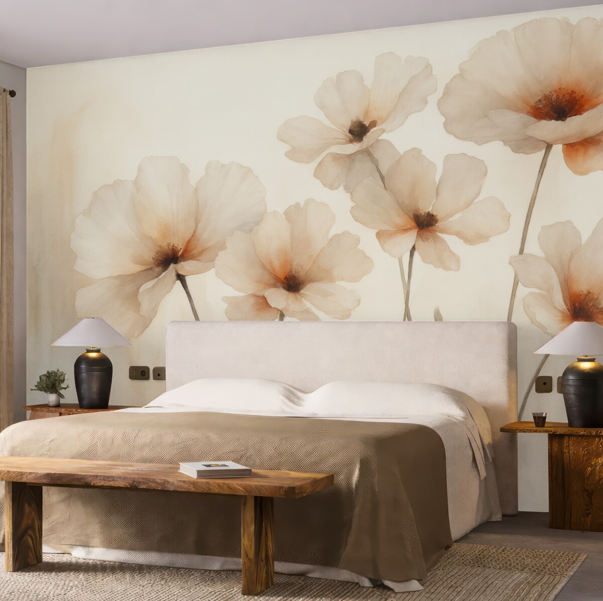 Fototapeta Sylwetki maków przypominające rozmytą akwarelę.