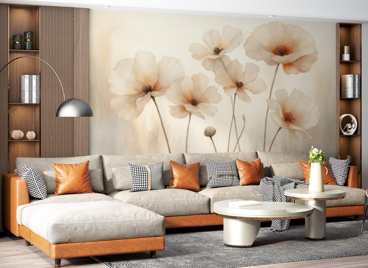 Fototapeta Sylwetki maków przypominające rozmytą akwarelę.