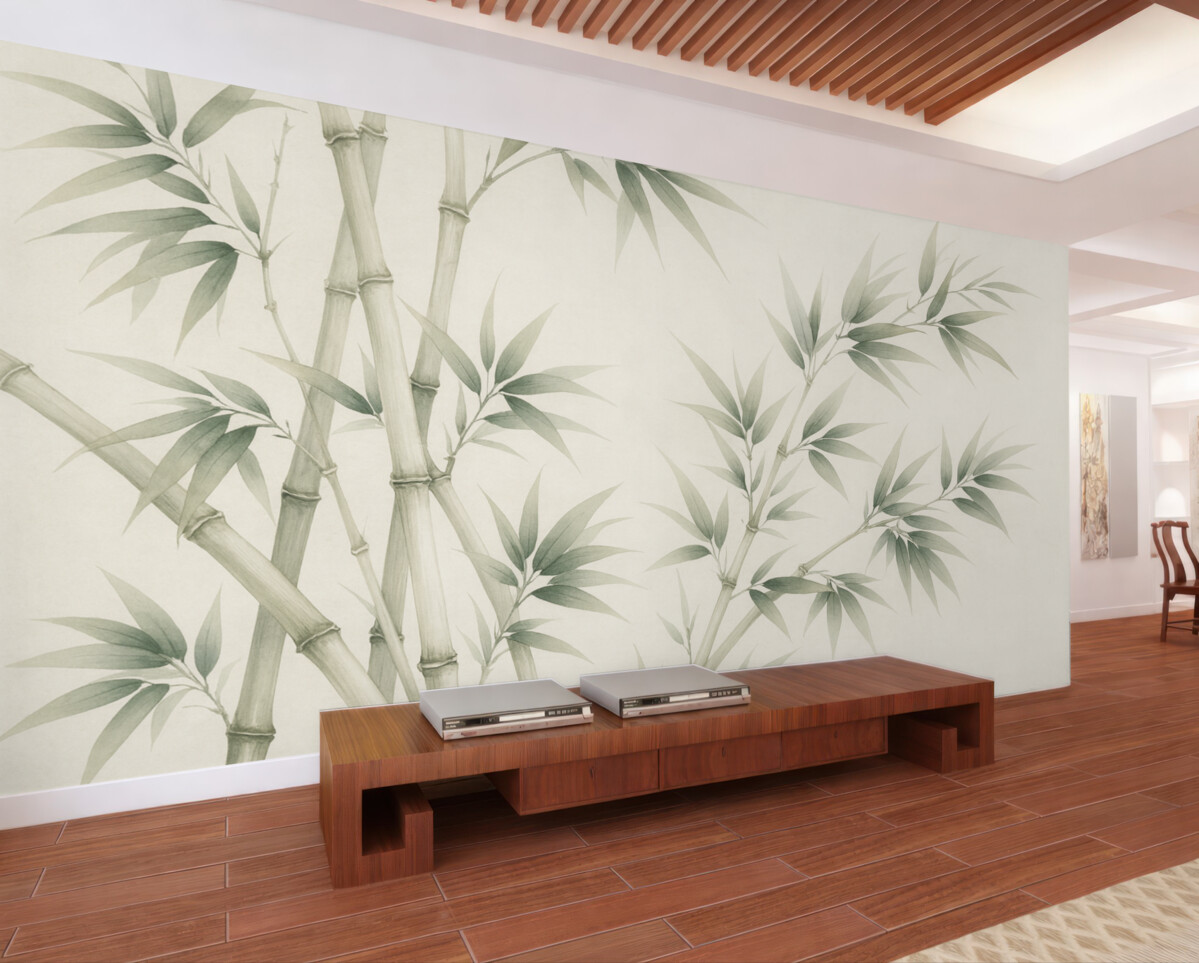 Fototapeta Naśladownictwo bambusa w technice akwarelowej.