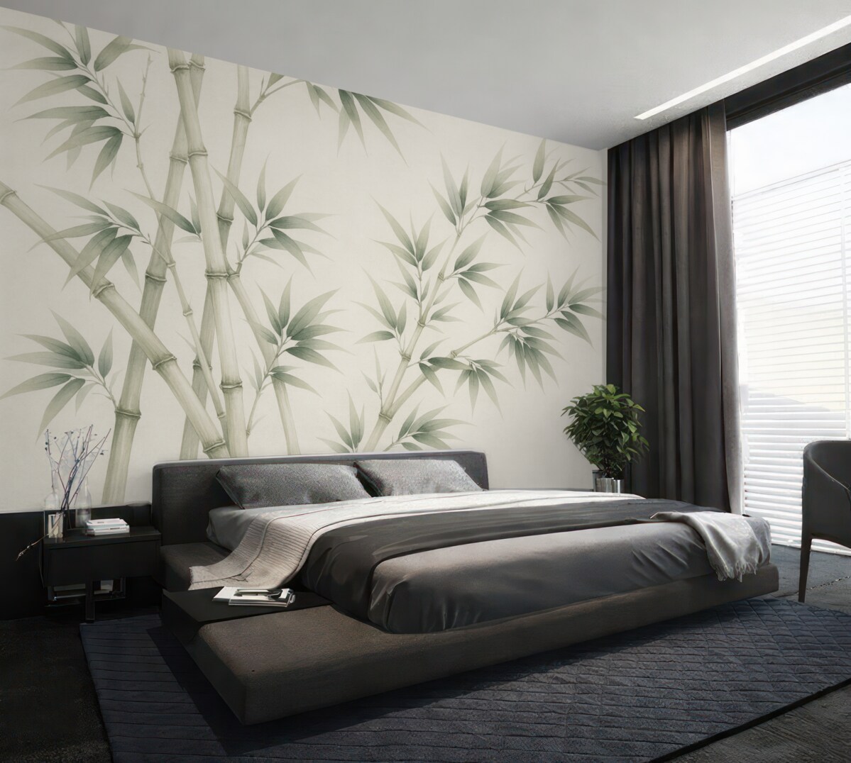 Fototapeta Naśladownictwo bambusa w technice akwarelowej.