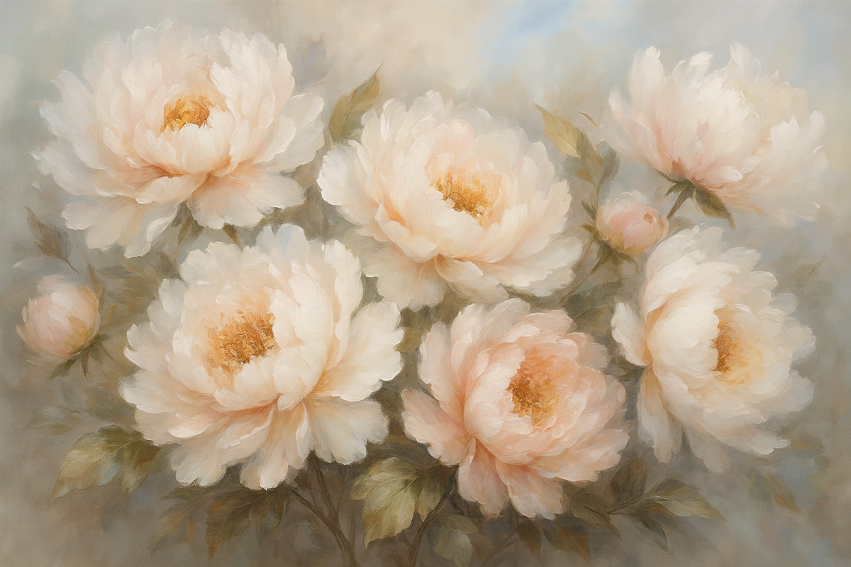 Fototapeta Piwonie naśladujące gesty malarskie.