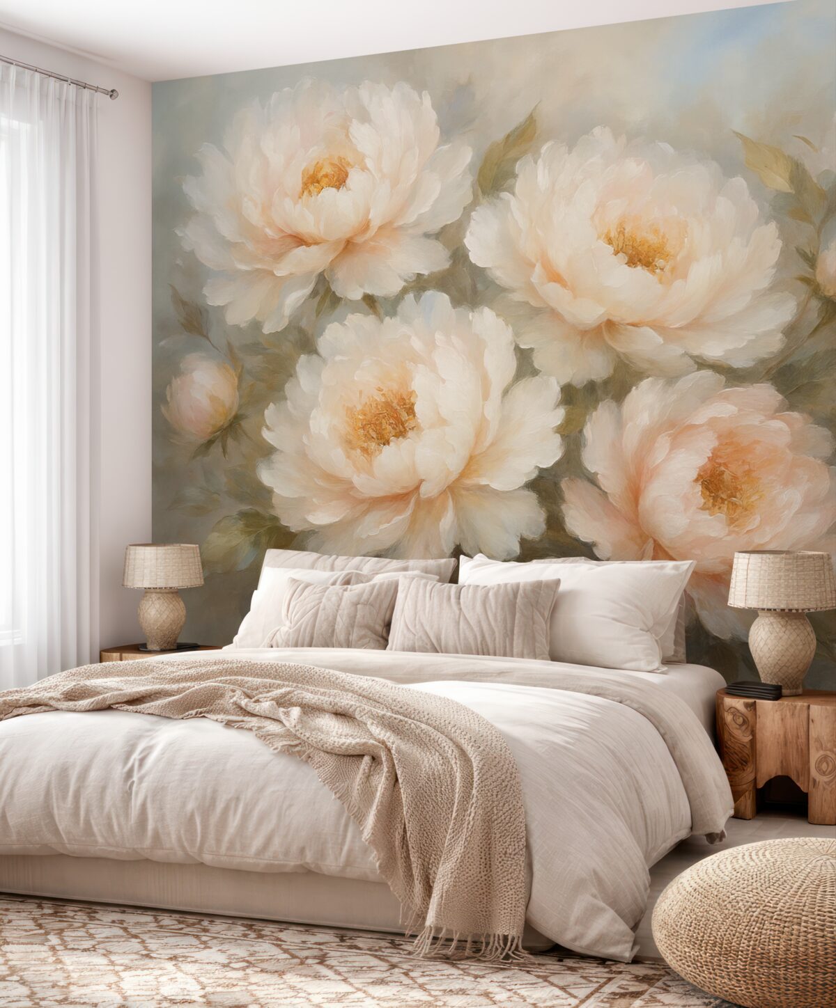 Fototapeta Piwonie naśladujące gesty malarskie.