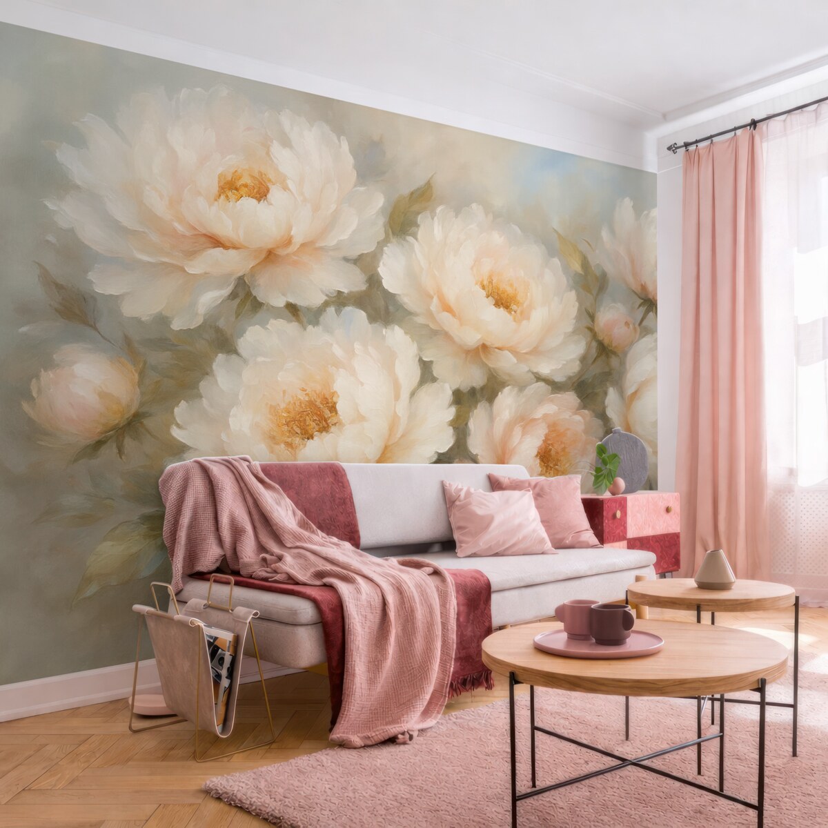 Fototapeta Piwonie naśladujące gesty malarskie.