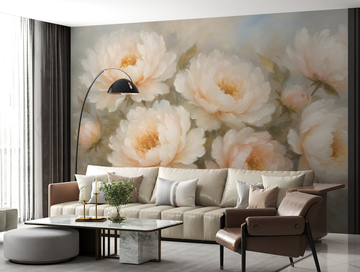 Fototapeta Piwonie naśladujące gesty malarskie.