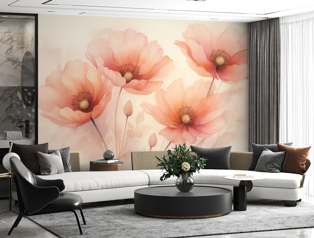 Fototapeta Maki naśladują rozmytą akwarelę.