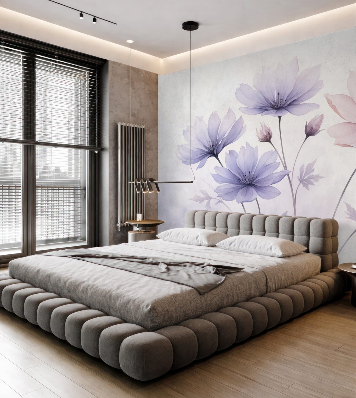 Fototapeta Subtelne fioletowo-różowe kwiaty przypominające akwarelę.