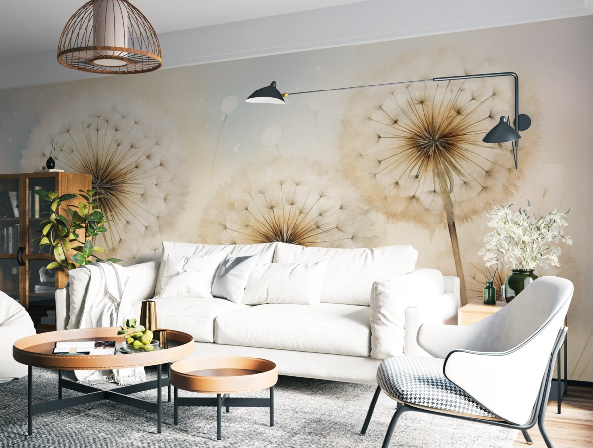 Fototapeta Mlecze przypominają wilgotną akwarelę.