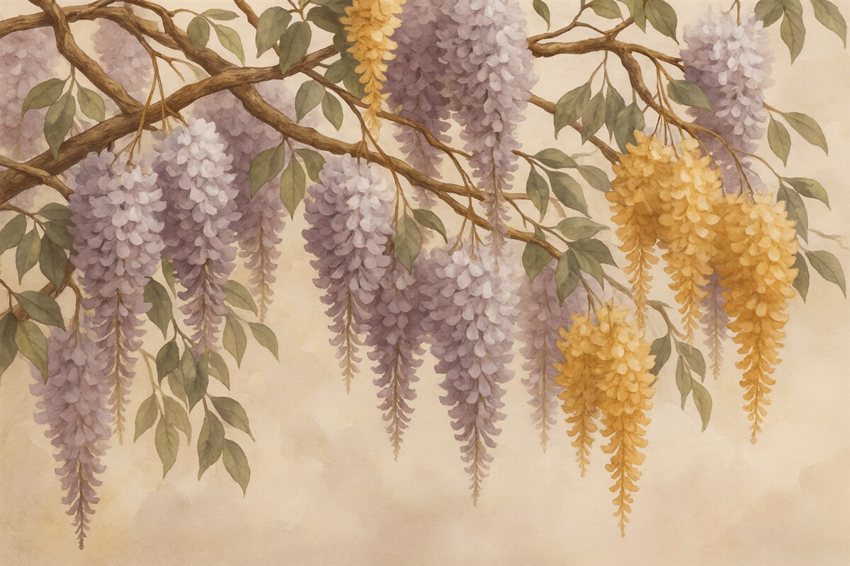 Fototapeta Gałązki z grafiką przypominającą akację.