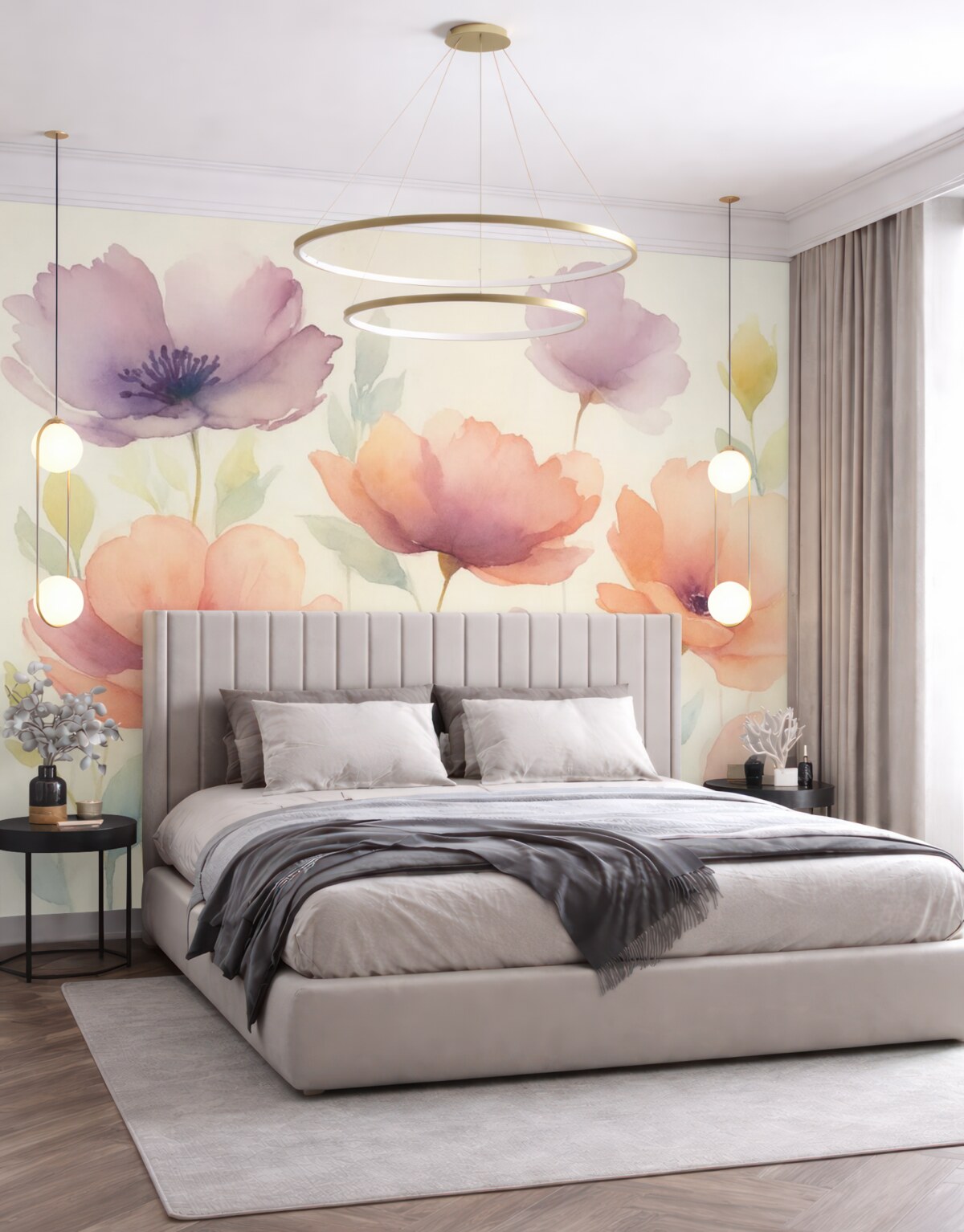 Fototapeta Jasne kwiaty przypominające rozmytą farbę wodną.