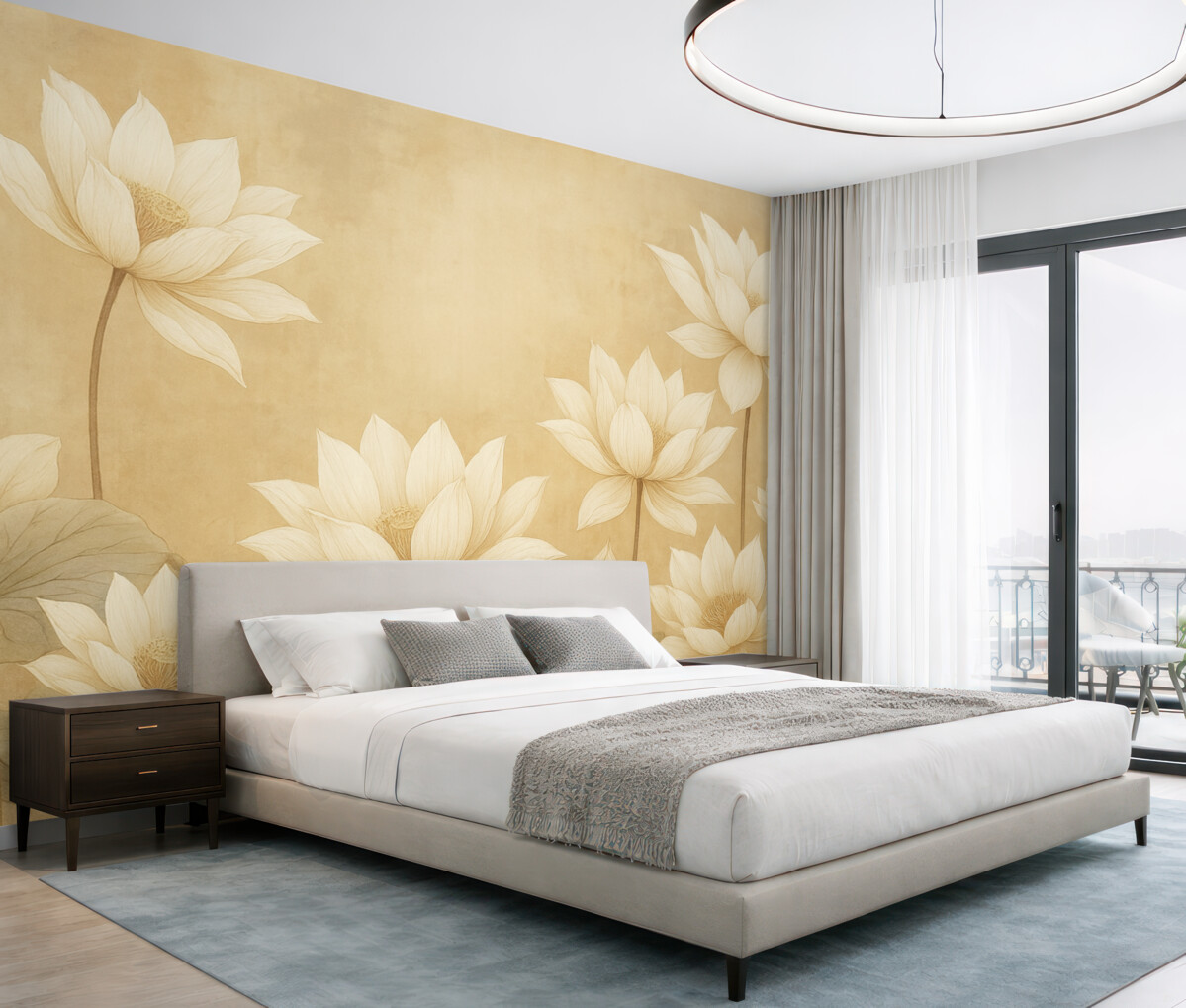 Fototapeta Białe kwiaty na tle o fakturze przypominającej obraz.