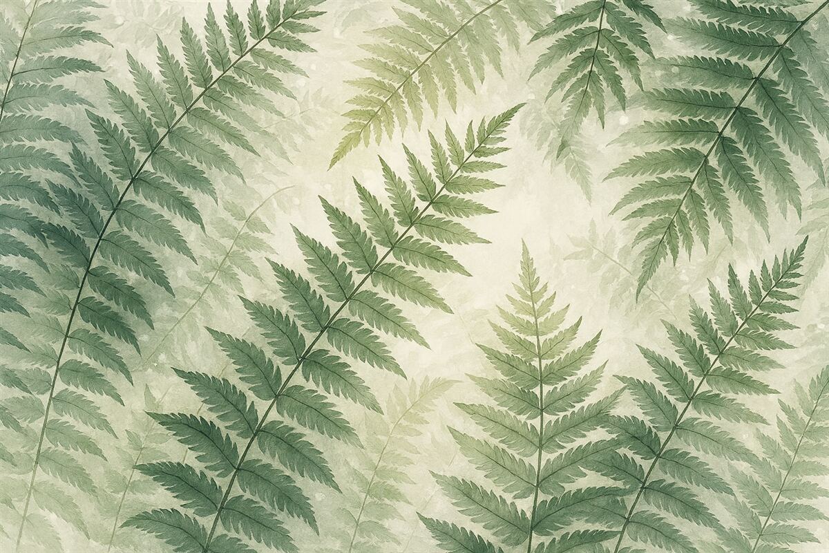 Fototapeta Akwarela naśladująca liście paproci.