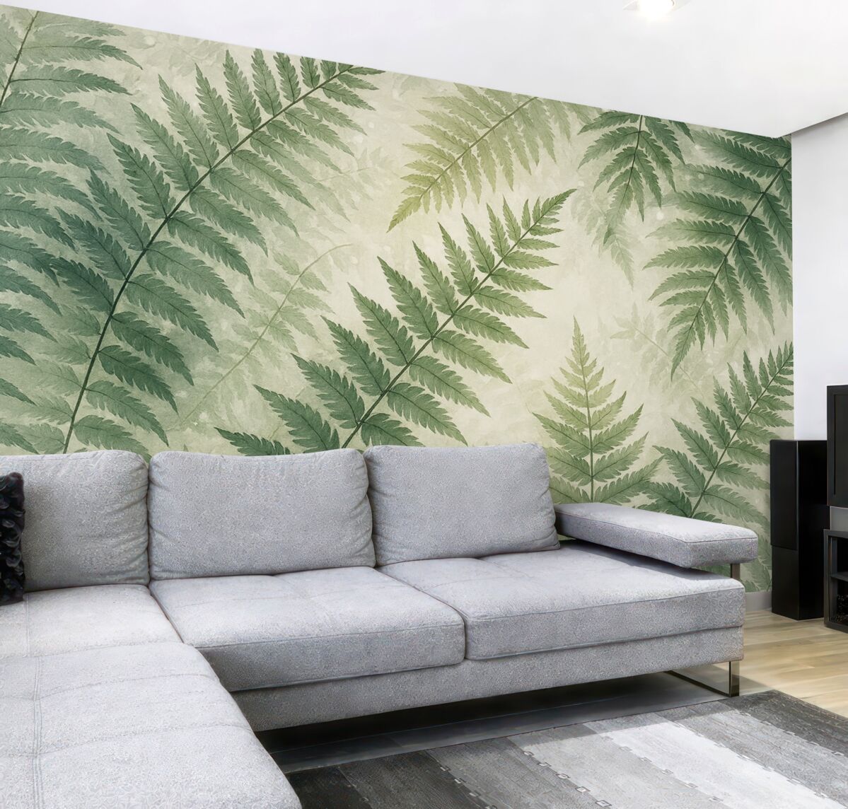 Fototapeta Akwarela naśladująca liście paproci.