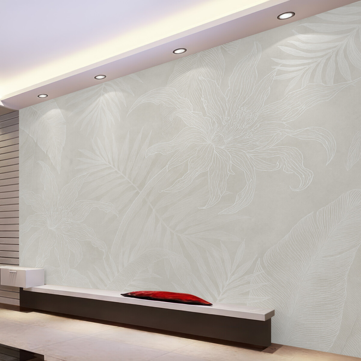 Fototapeta Tropikalne liście z efektem vintage w jasnym odcieniu.