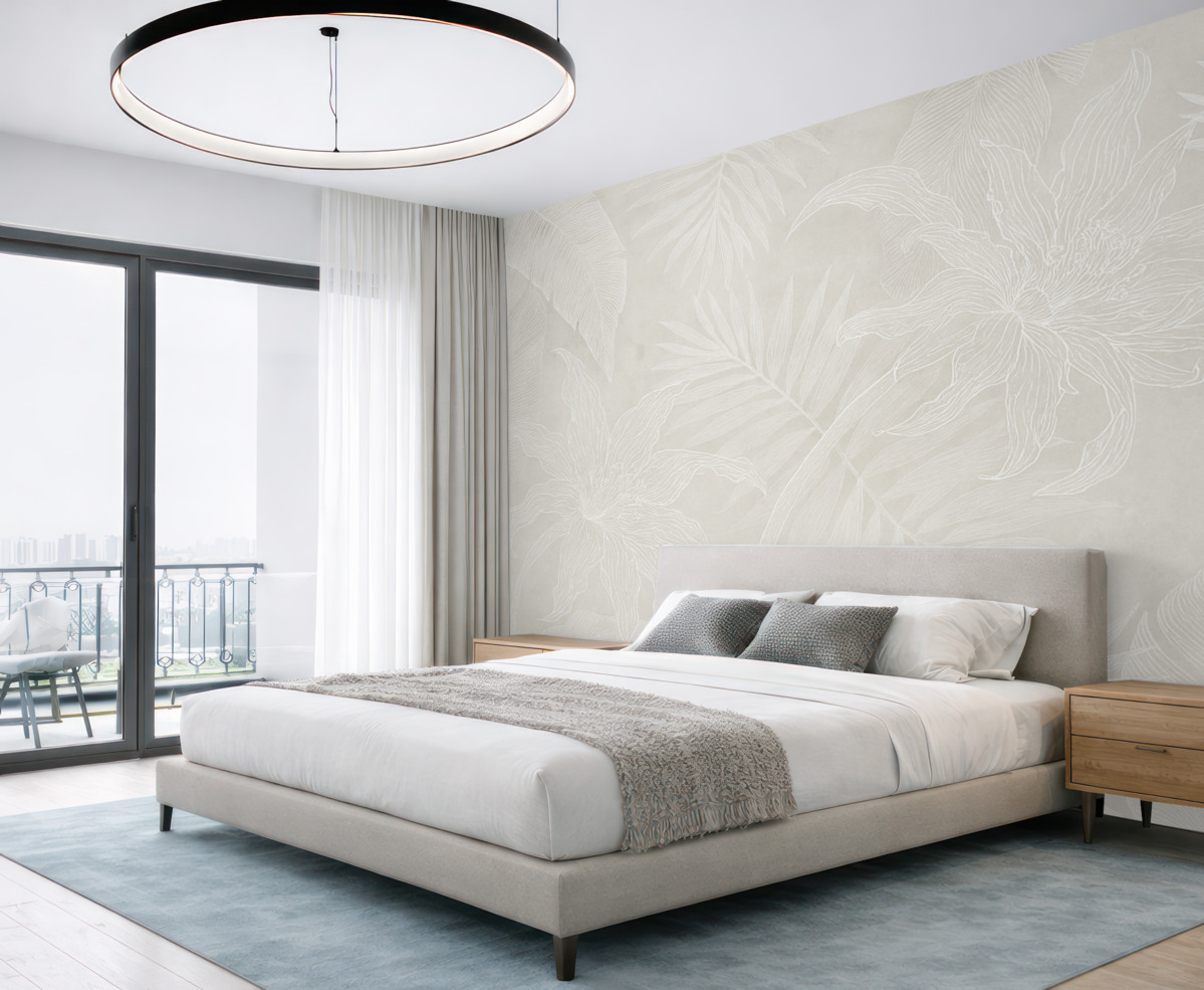 Fototapeta Tropikalne liście z efektem vintage w jasnym odcieniu.