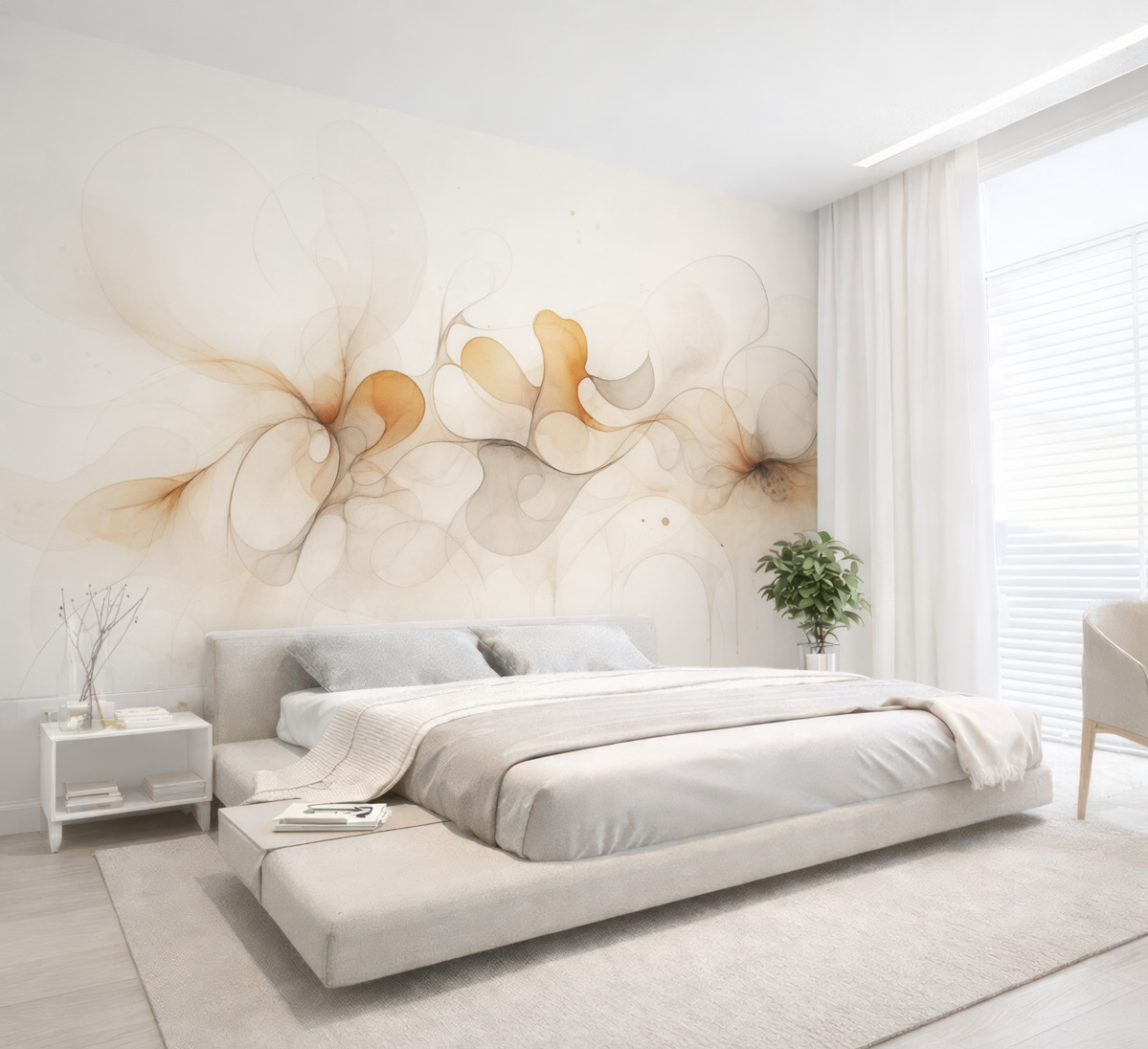 Fototapeta Płynny styl twórczy, abstrakcyjny, subtelne odcienie beżu.