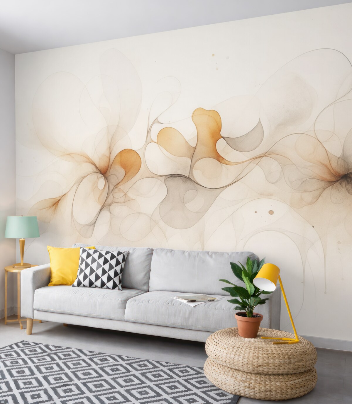 Fototapeta Płynny styl twórczy, abstrakcyjny, subtelne odcienie beżu.