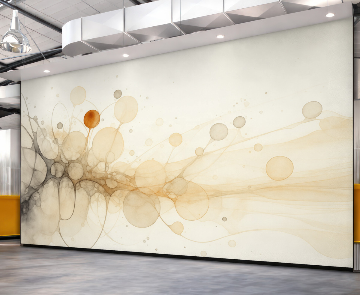 Fototapeta Abstrakcyjność, prostota, sztuka atramentu, cieczy, beżowe oraz szare odcienie.