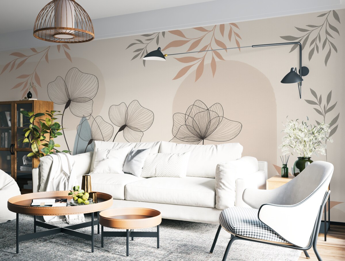 Fototapeta Kwiaty oraz gałązki w stylu boho.