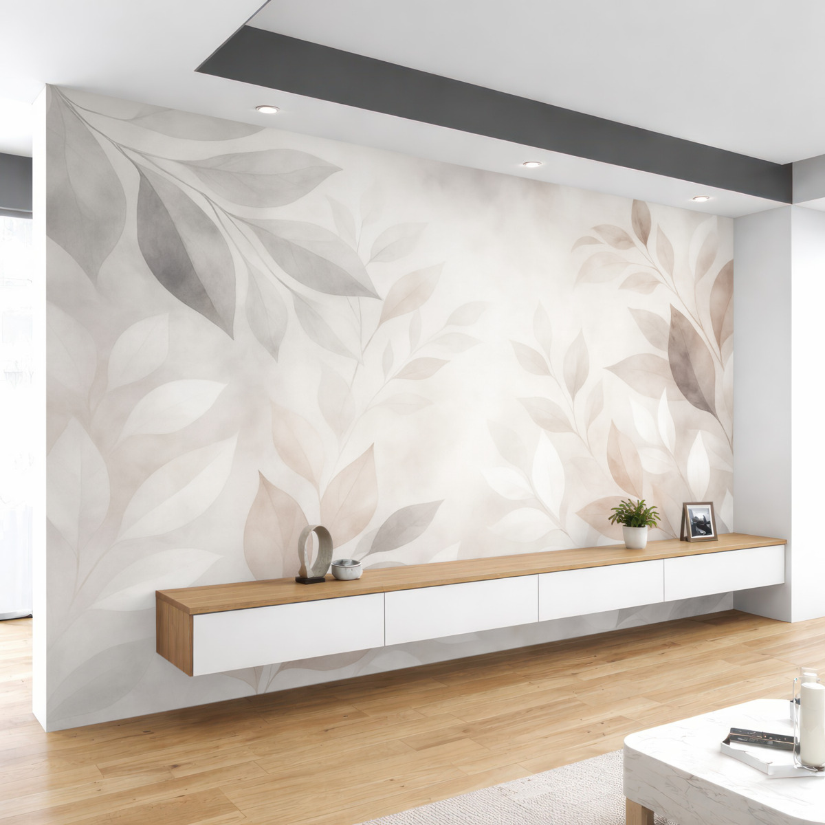 Fototapeta Cienkie liście w stonowanych odcieniach.