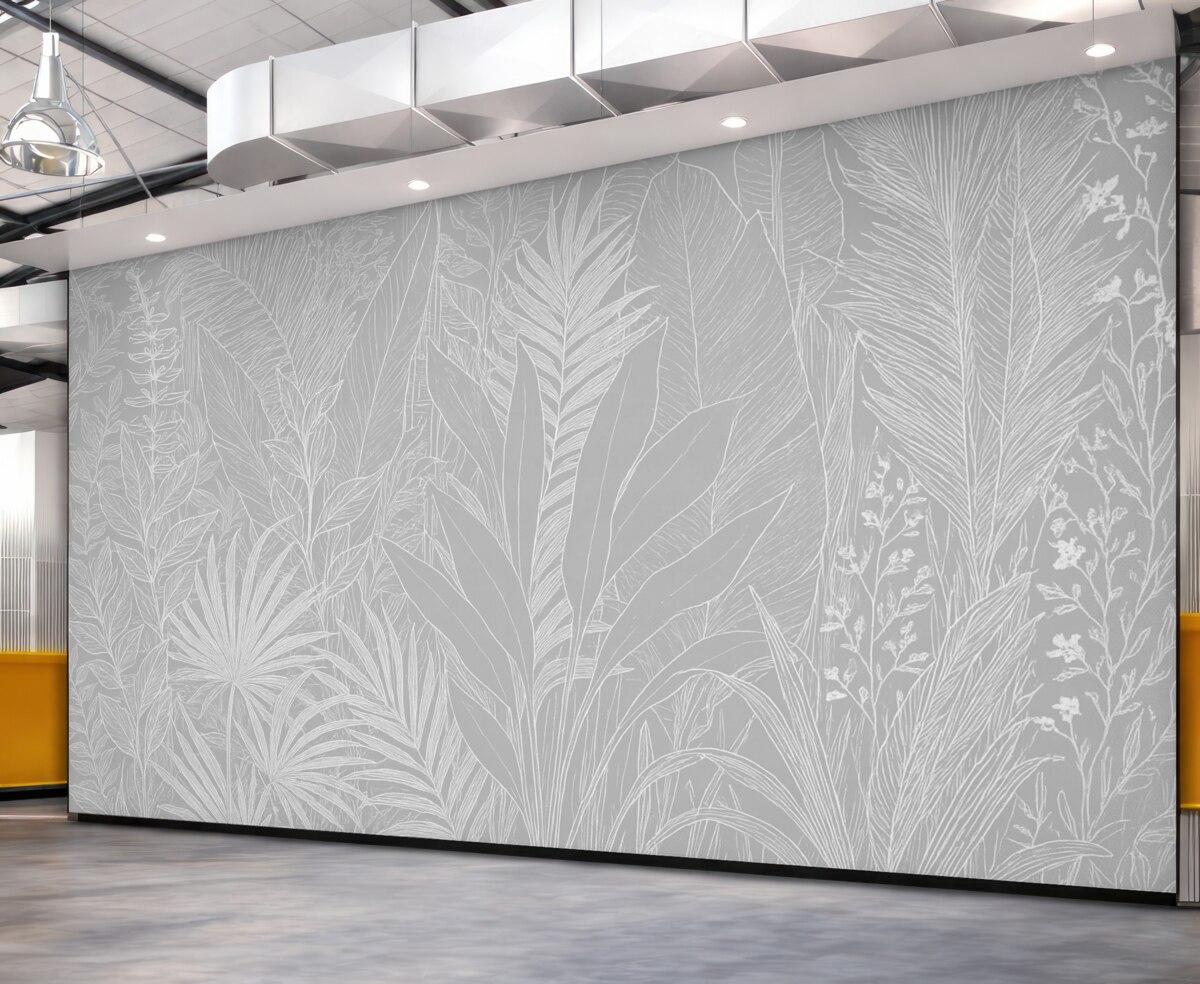 Fototapeta Botaniczna linia artystyczna na neutralnym tle.